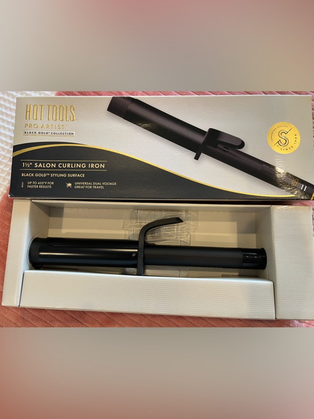 Hot Tools Pro Artist Black & Gold 1 1/2 inch salon curling iron.
